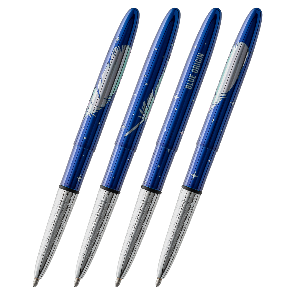 JAGS Feather Ball Point Pen - Silver Pen with Blue Feather - Pen