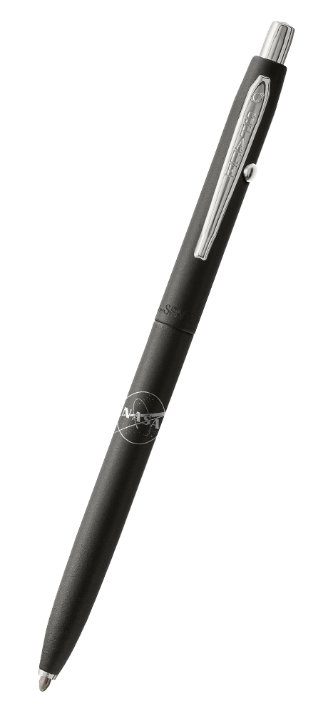 Matte Black Shuttle Space Pen, Chrome Accents, NASA Meatball
