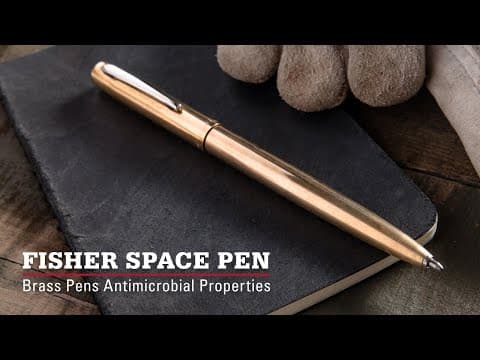 Raw Brass Cap-O-Matic Space Pen with Chrome Pocket Clip
