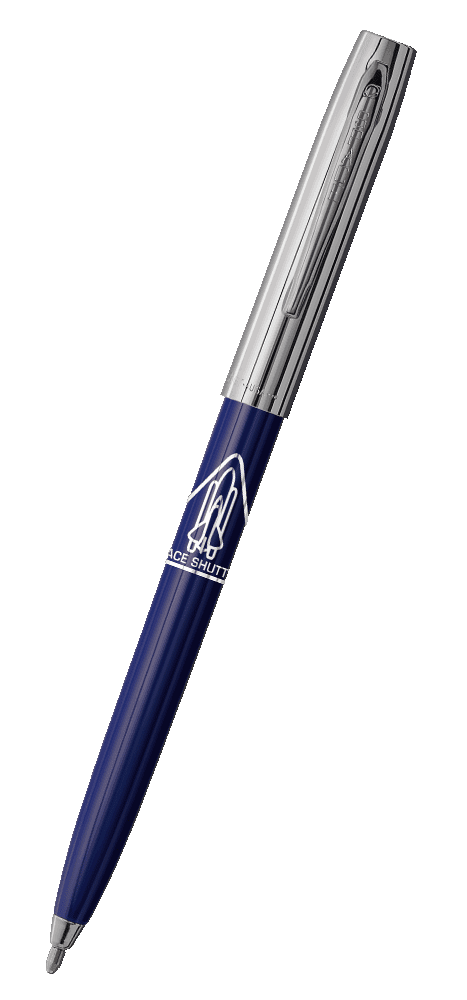Blue & Chrome Cap-O-Matic Space Pen, Shuttle Imprint-0