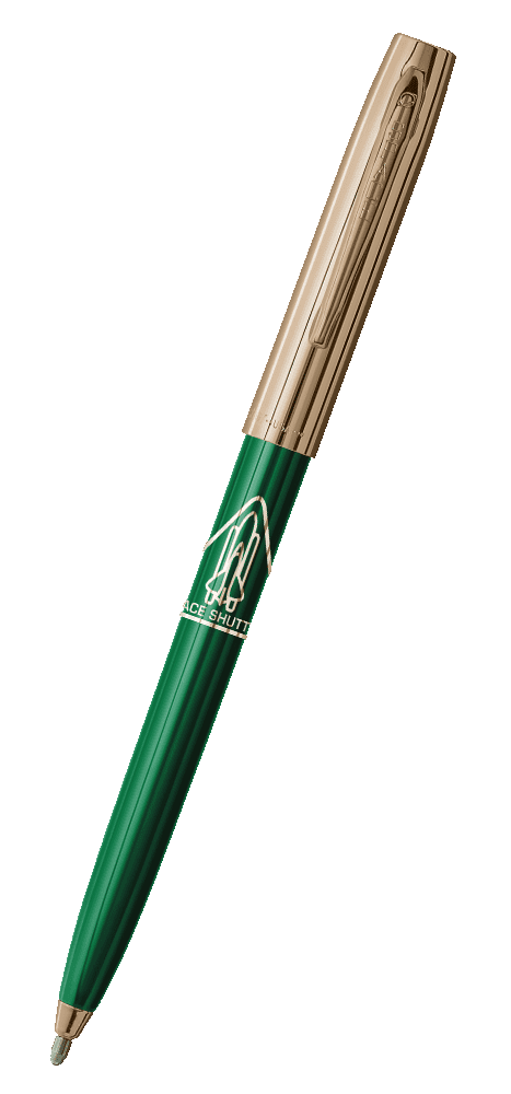 Green & Gold Cap-O-Matic Space Pen, Shuttle Imprint-0