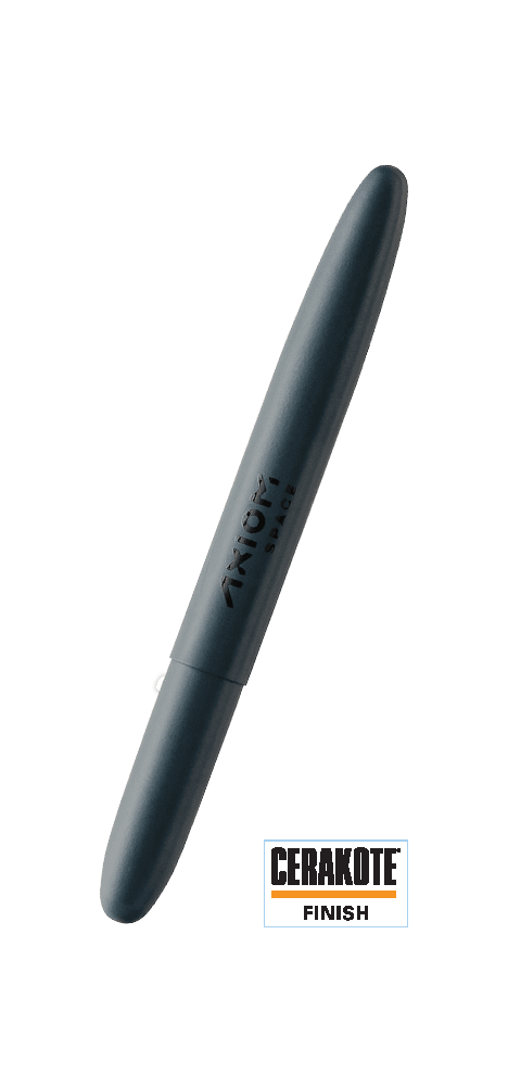 Closed 400E-220-AXM Elite Navy Cerakote bullet space pen with printed Axiom Space logo