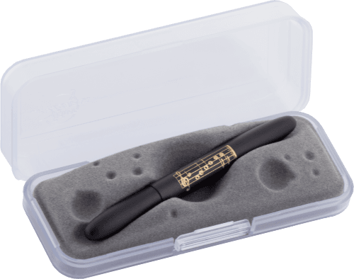 Closed 400B-MN in gift box. The gift box is opaque plastic with an insert textured like the moon.