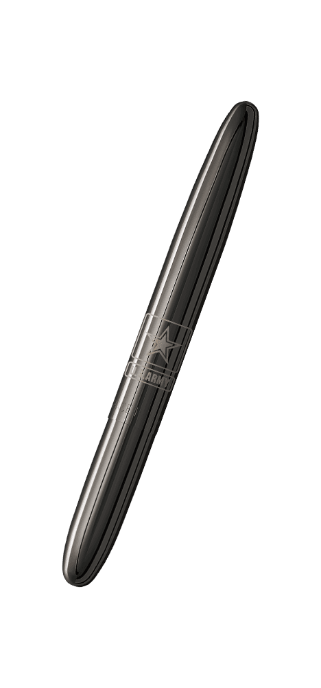 Closed 400BTN-AR-STAR black titanium nitride bullet space pen with US Army Star engraving