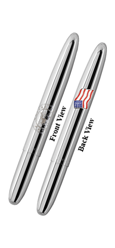 Chrome Bullet Space Pen, Navy Emblem, American Flag-0