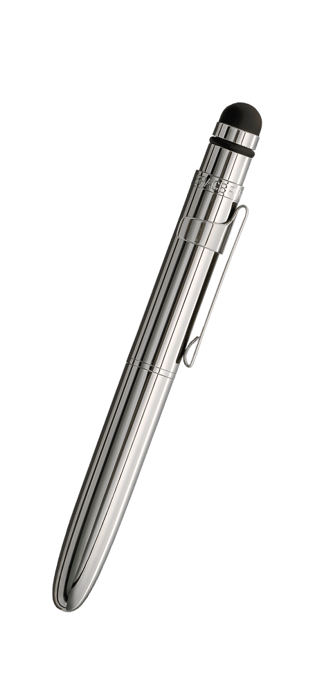 Chrome Bullet Grip Space Pen, Clip, Stylus-0