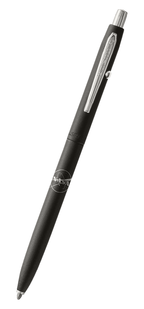 Matte Black Shuttle Space Pen, Chrome Accents, NASA Meatball-0