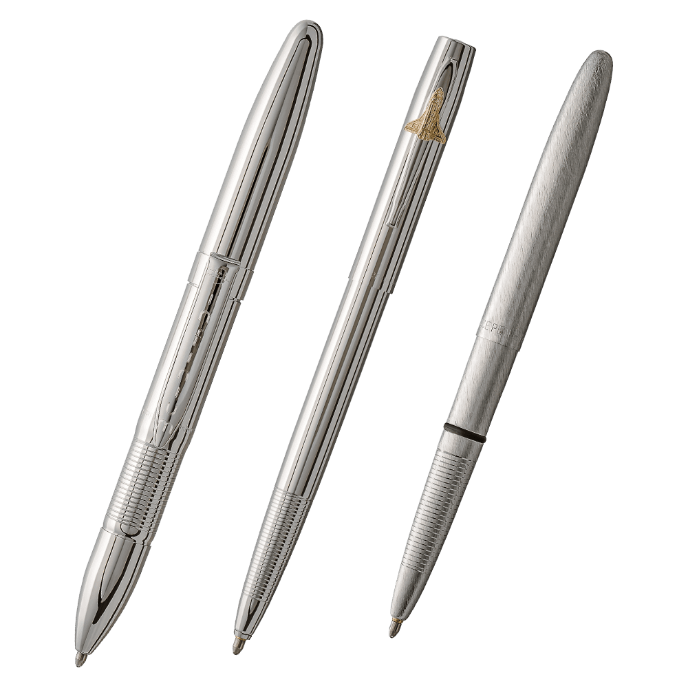 BUNDLE 3-PACK - Chrome Infinium (Black Ink), Chrome Cap-O-Matic with Shuttle Emblem, Brushed Chrome Bullet-0