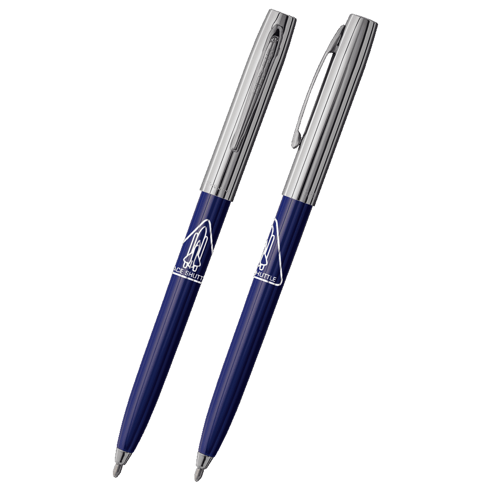 Blue & Chrome Cap-O-Matic Space Pen, Shuttle Imprint-1