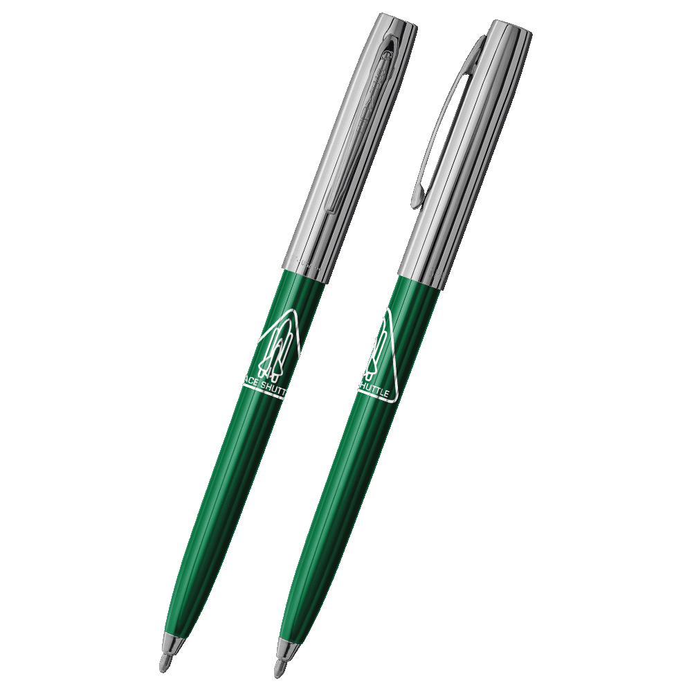 Green & Chrome Cap-O-Matic Space Pen, Shuttle Imprint-1
