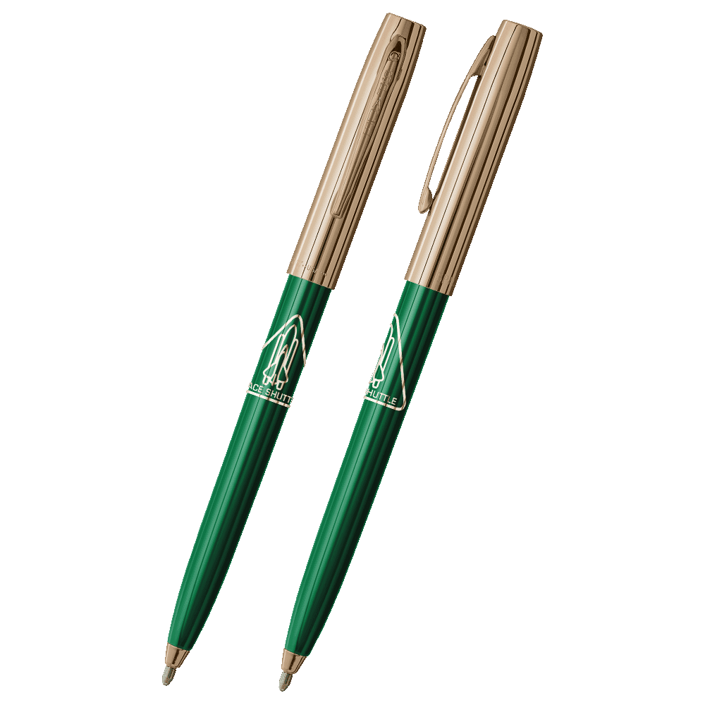 Green & Gold Cap-O-Matic Space Pen, Shuttle Imprint-1