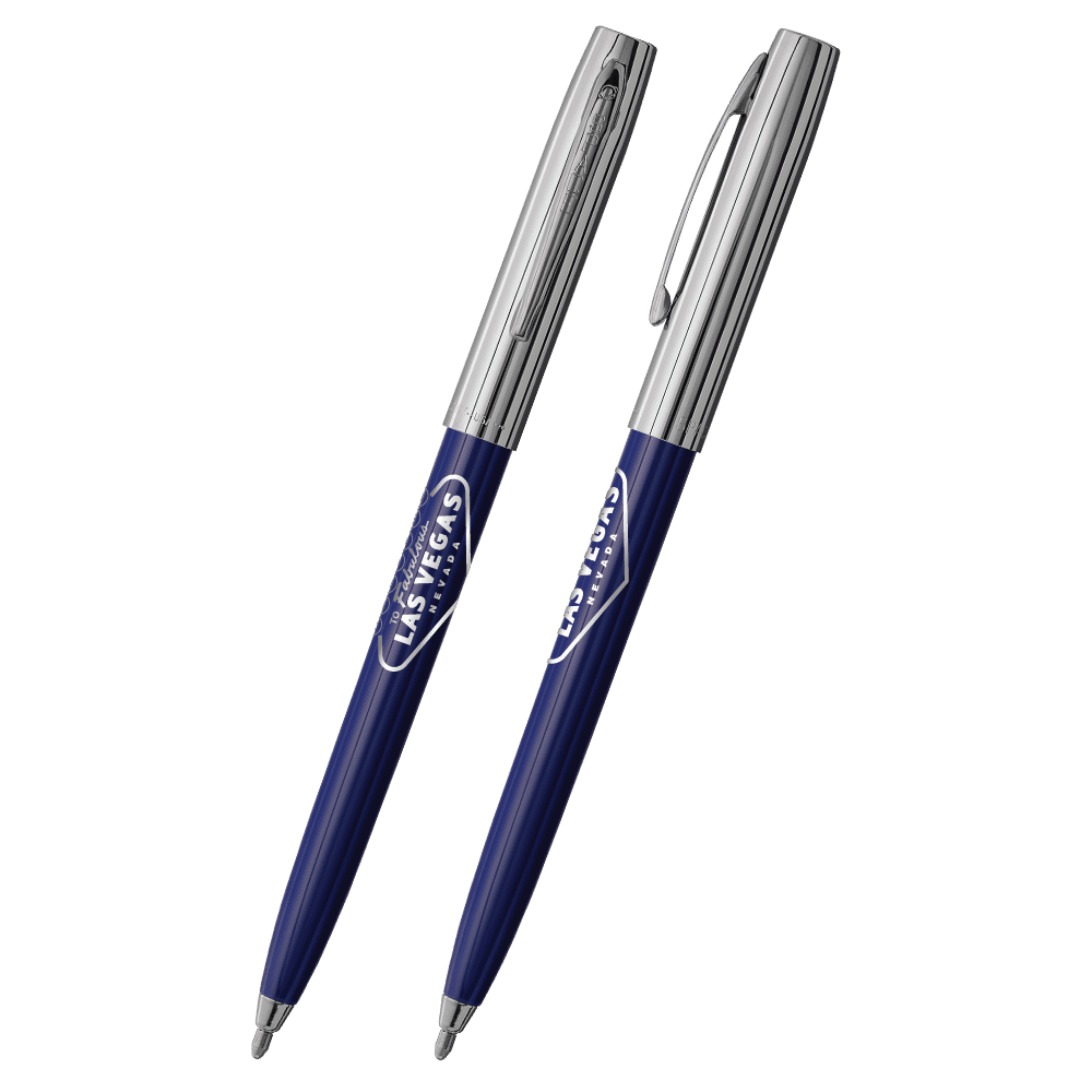 Blue & Chrome Cap-O-Matic Space Pen, Welcome to Las Vegas-1