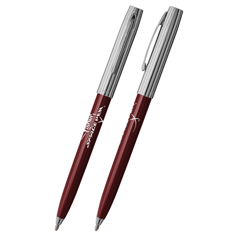 Burgundy & Chrome Cap-O-Matic Space Pen, Fisher Space Pen Logo-1
