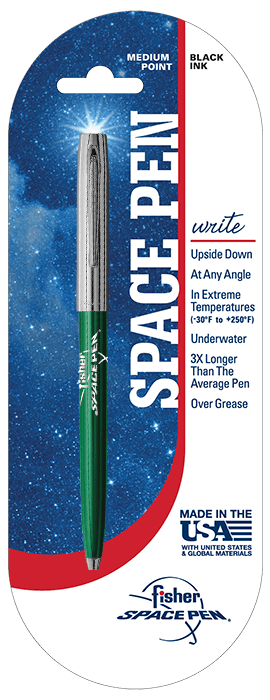 Green & Chrome Cap-O-Matic Space Pen, Fisher Space Pen Logo-2