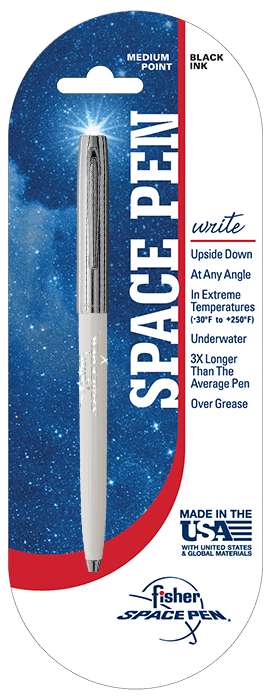 White & Chrome Cap-O-Matic Space Pen, Fisher Space Pen Logo-2