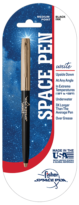 Black & Gold Cap-O-Matic Space Pen, Fisher Space Pen Logo-2