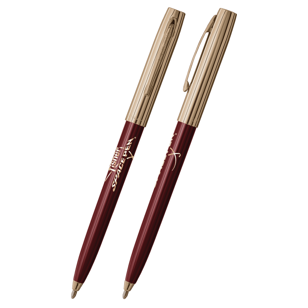 Burgundy & Gold Cap-O-Matic Space Pen, Fisher Space Pen Logo-1