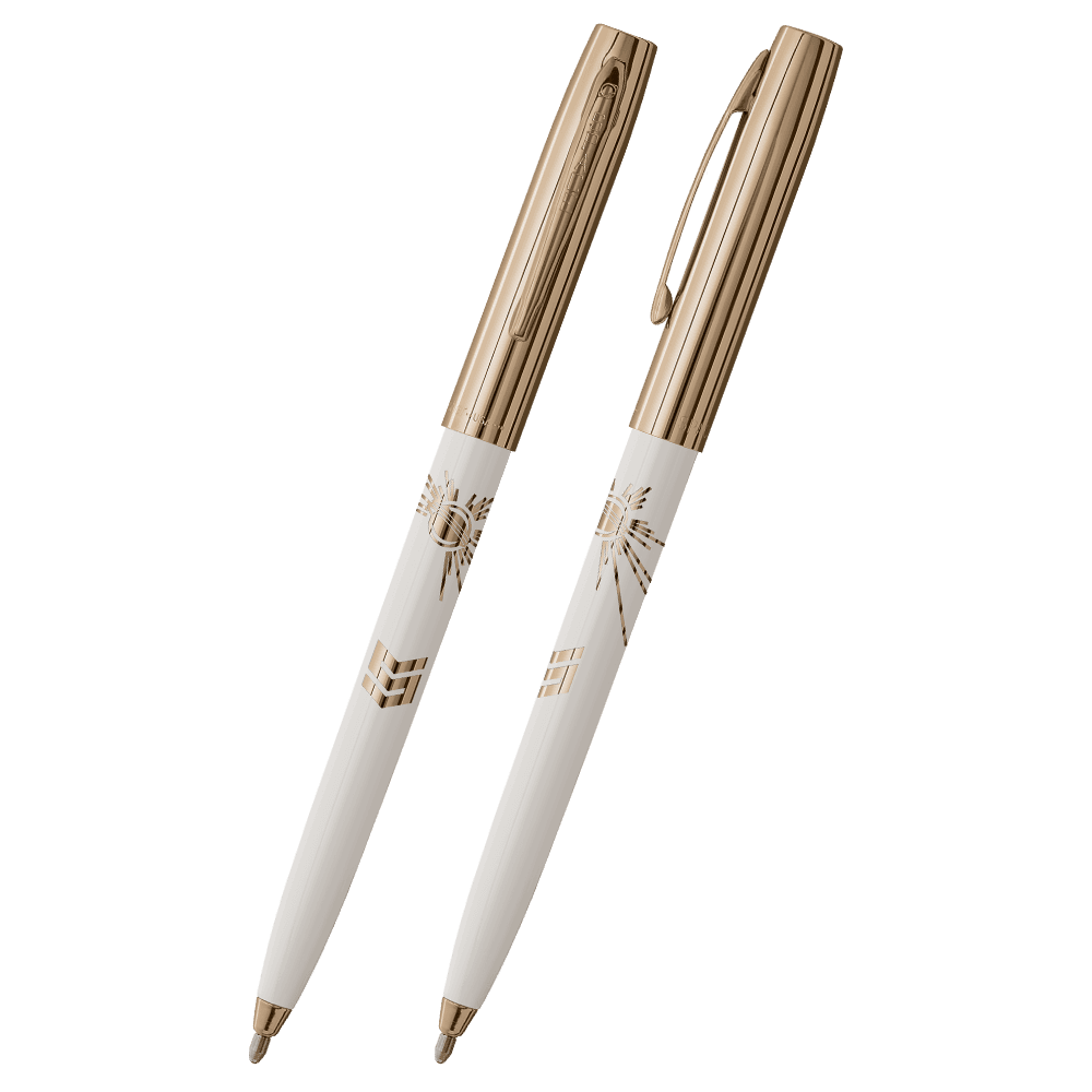 White & Gold Cap-O-Matic Space Pen, STEM-1