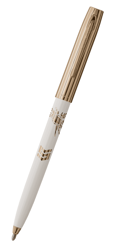 White & Gold Cap-O-Matic Space Pen, STEM-0