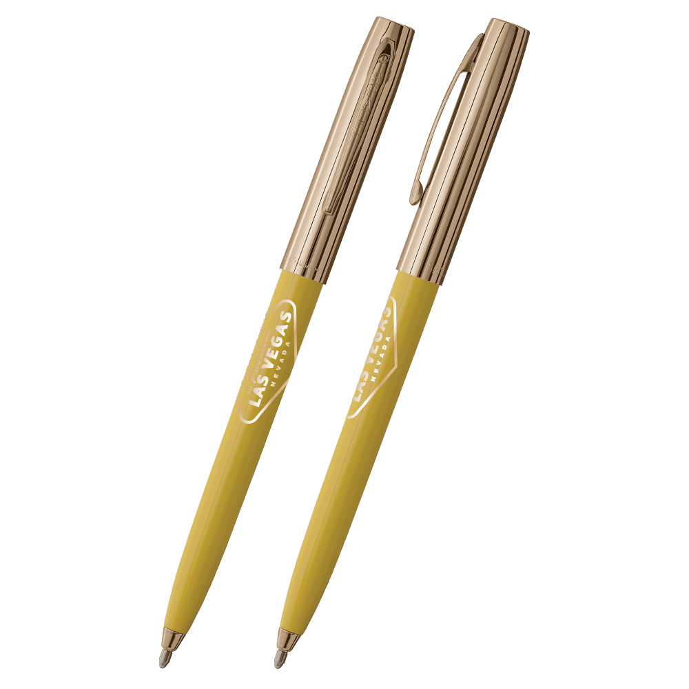 Yellow & Gold Cap-O-Matic Space Pen, Welcome to Las Vegas-1