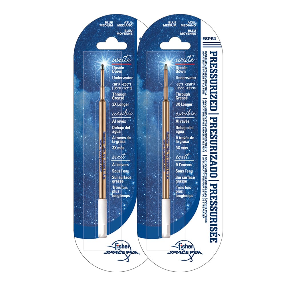 Blue Ink, Medium Point Space Pen Pressurized Refill – Set of 2-0