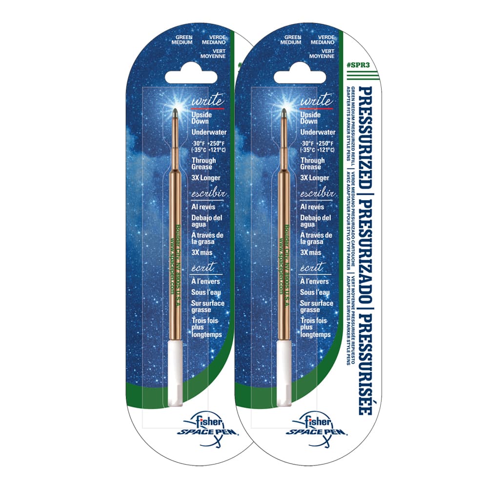 Green Ink, Medium Point Space Pen Pressurized Refill – Set of 2-0