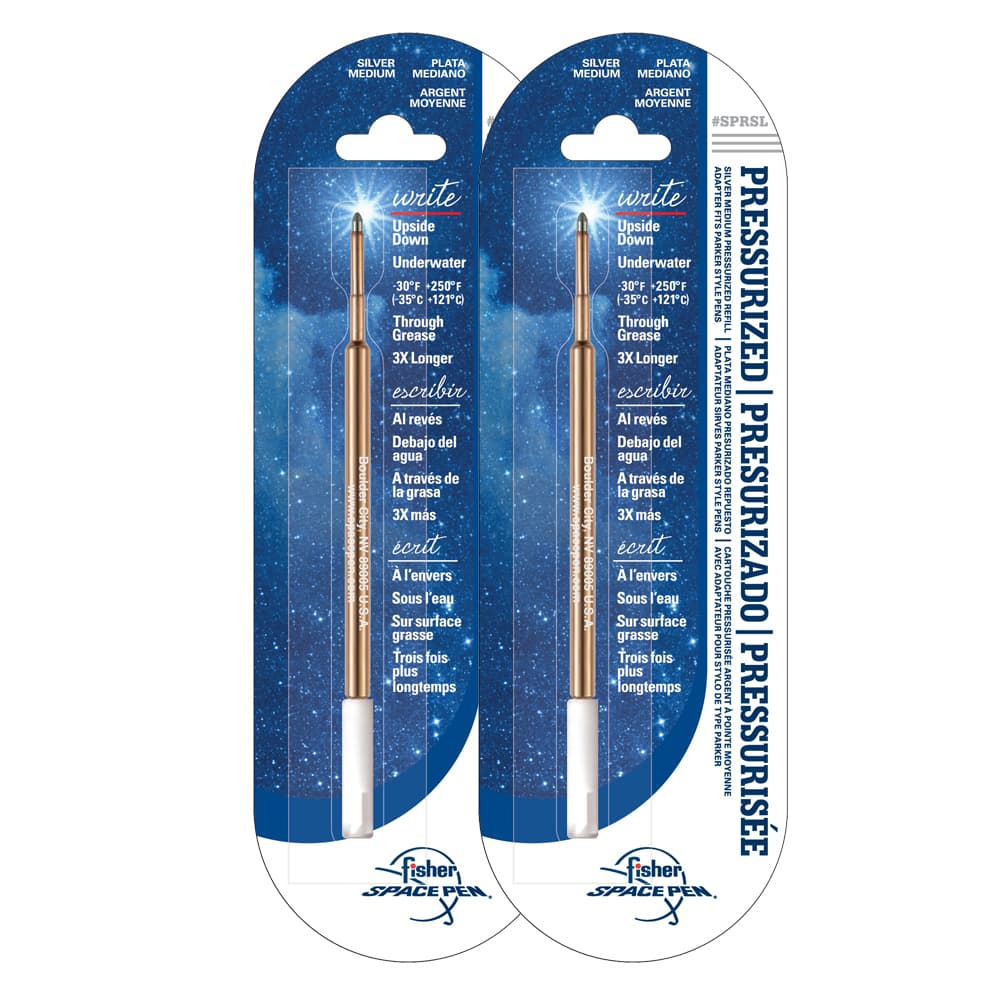 Silver Ink, Medium Point Space Pen Pressurized Refill – Set of 2-0