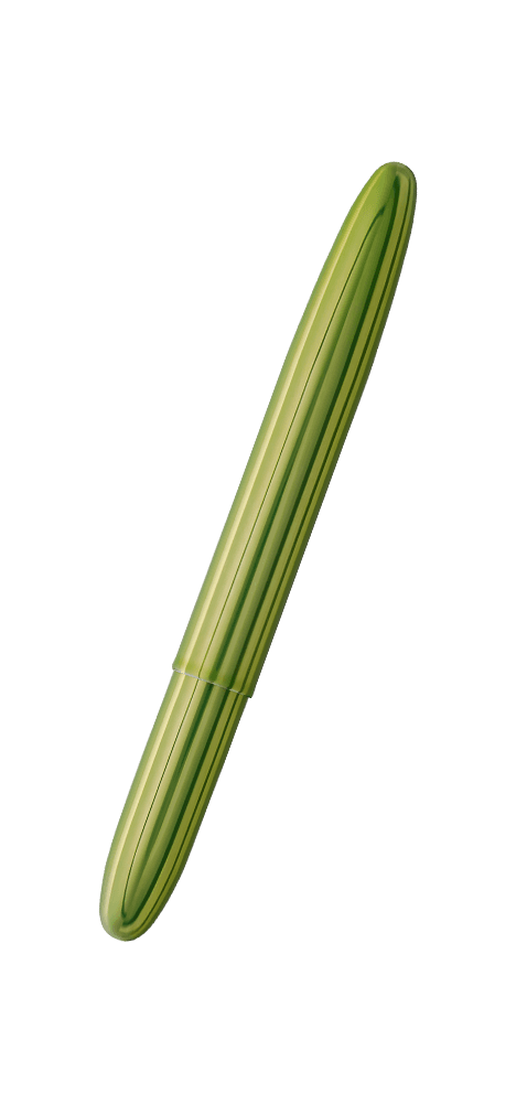 Closed 400LG-GFG green bullet space pen with gold colored grip