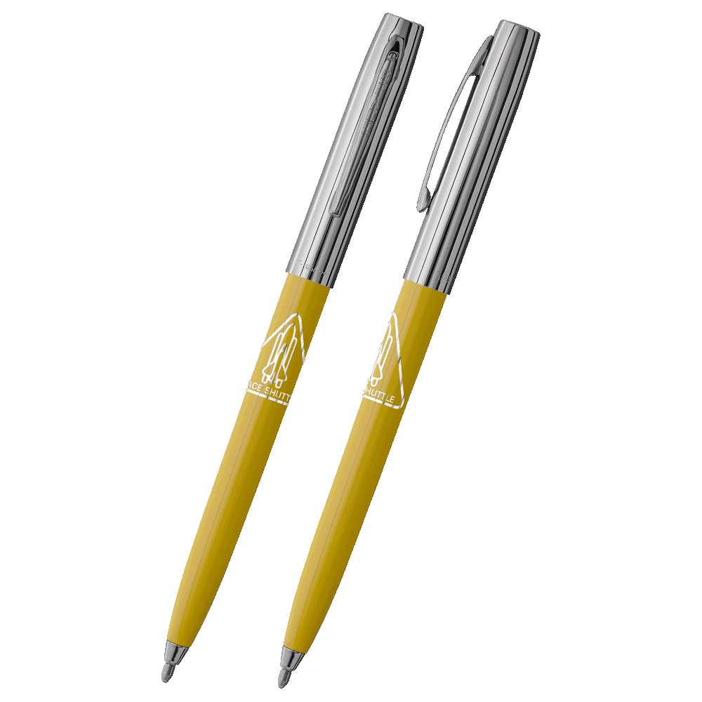 Yellow & Chrome Cap-O-Matic Space Pen, Shuttle Imprint-1