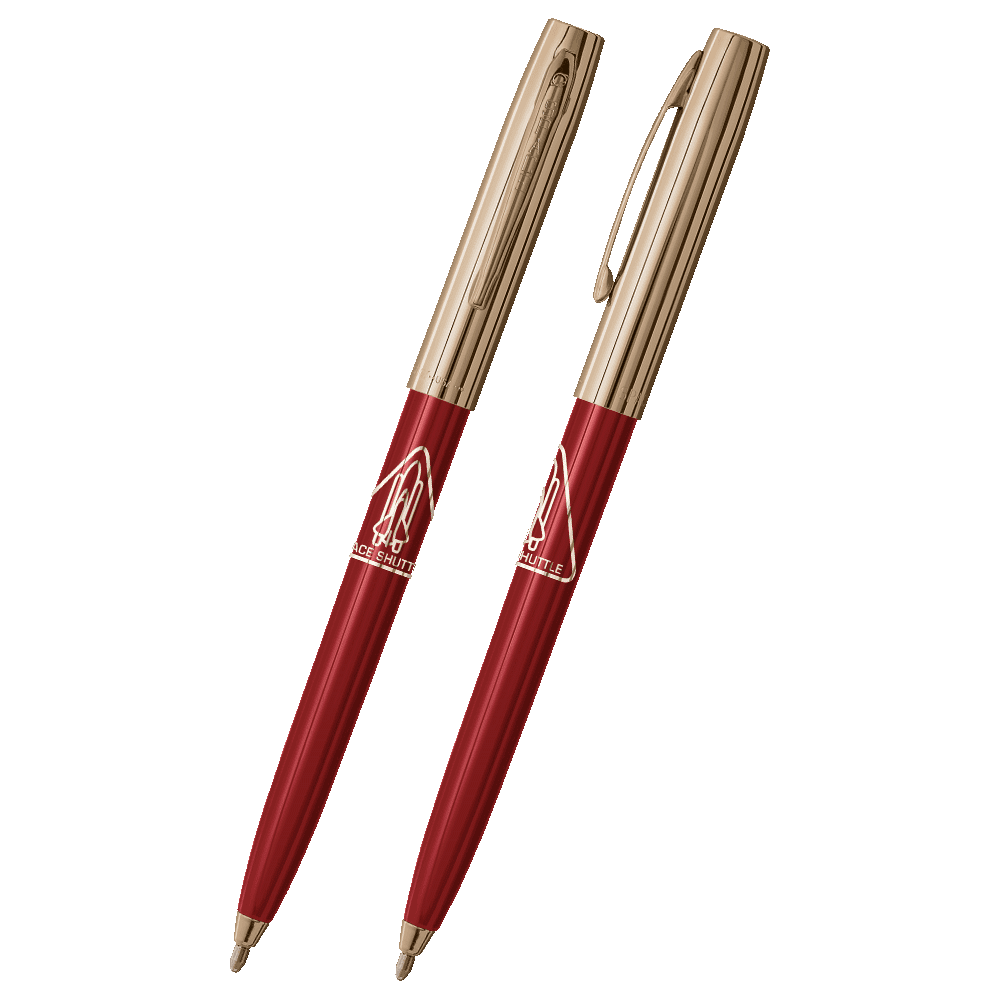 Red & Gold Cap-O-Matic Space Pen, Shuttle Imprint-1