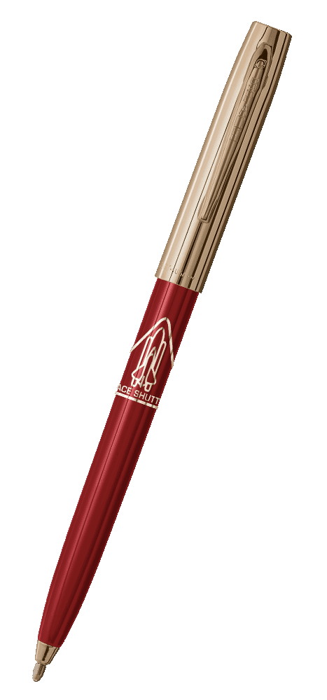 Red & Gold Cap-O-Matic Space Pen, Shuttle Imprint-0