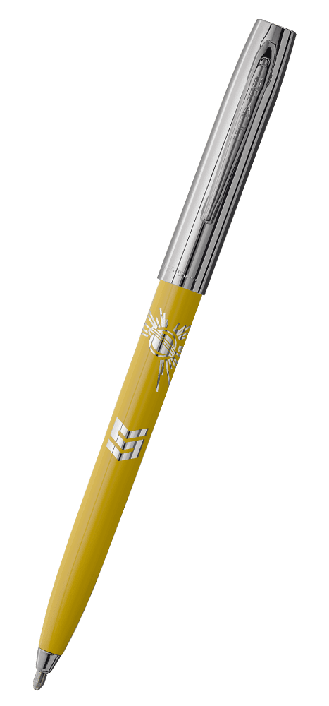 Yellow & Chrome Cap-O-Matic Space Pen, STEM-0