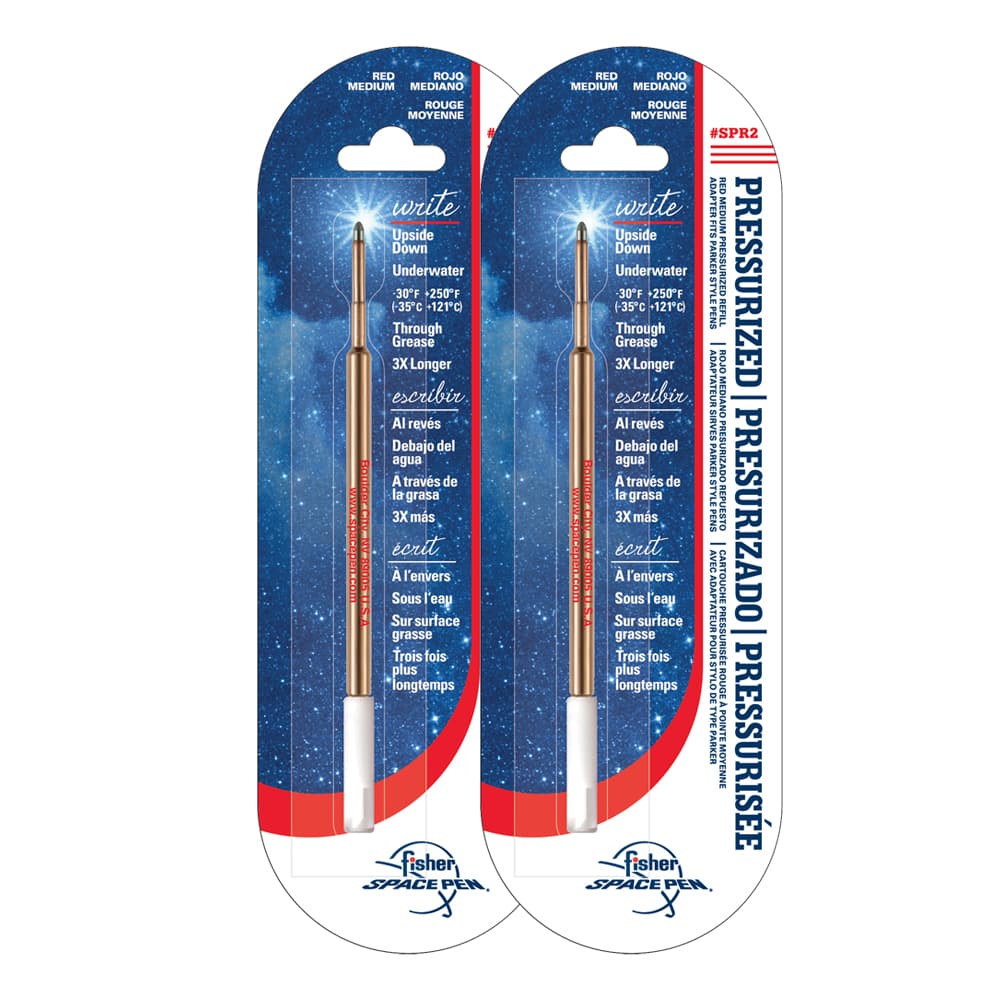 Red Ink, Medium Point Space Pen Pressurized Refill – Set of 2-0